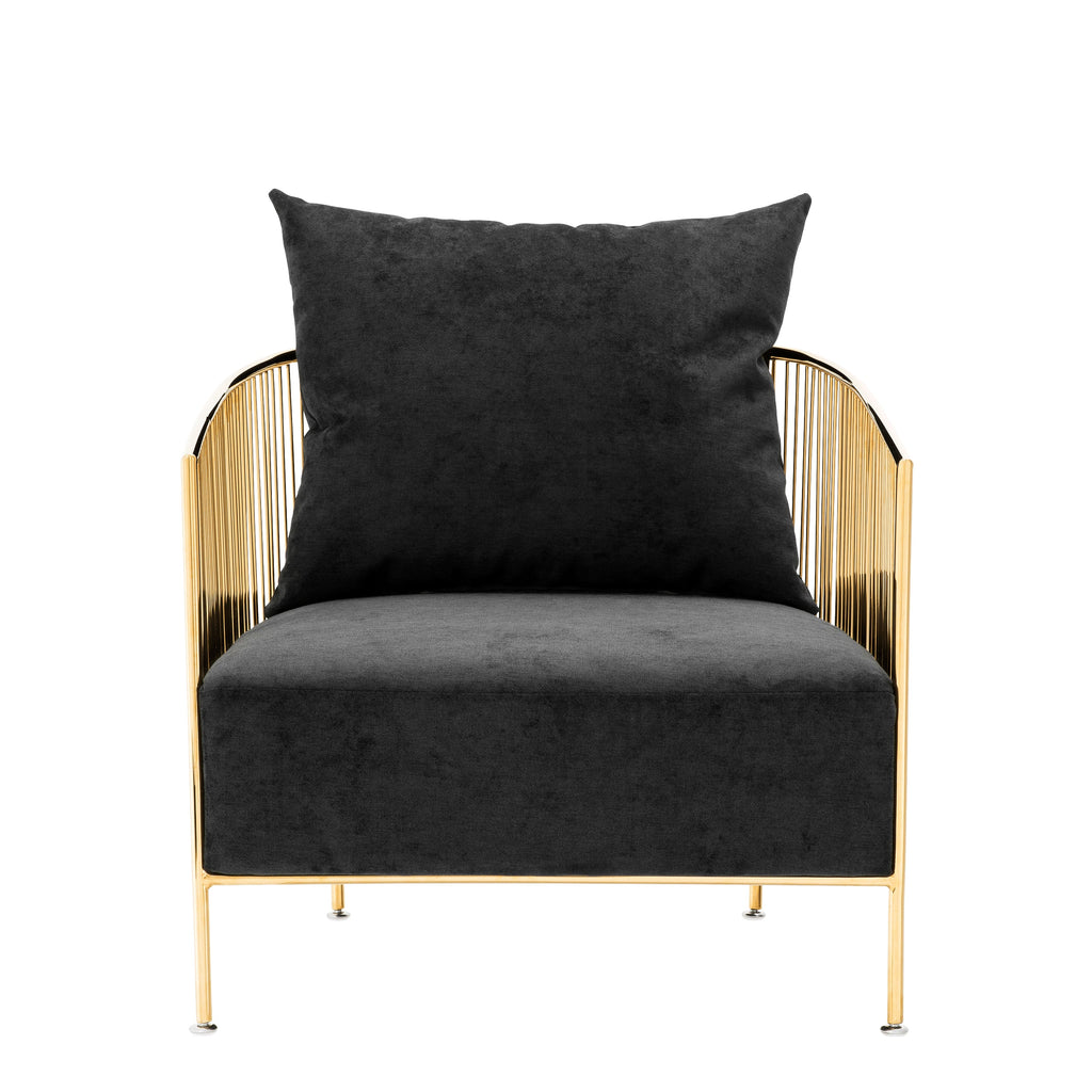 Chair Knox Gold Finish Black Velvet