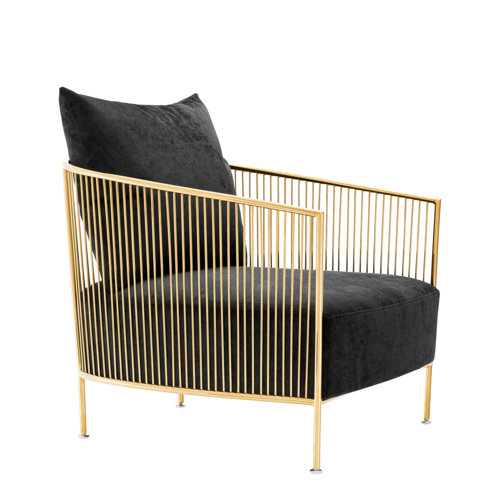 Chair Knox Gold Finish Black Velvet