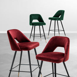 Bar Stool Avorio Roche Bordeaux Red Velvet