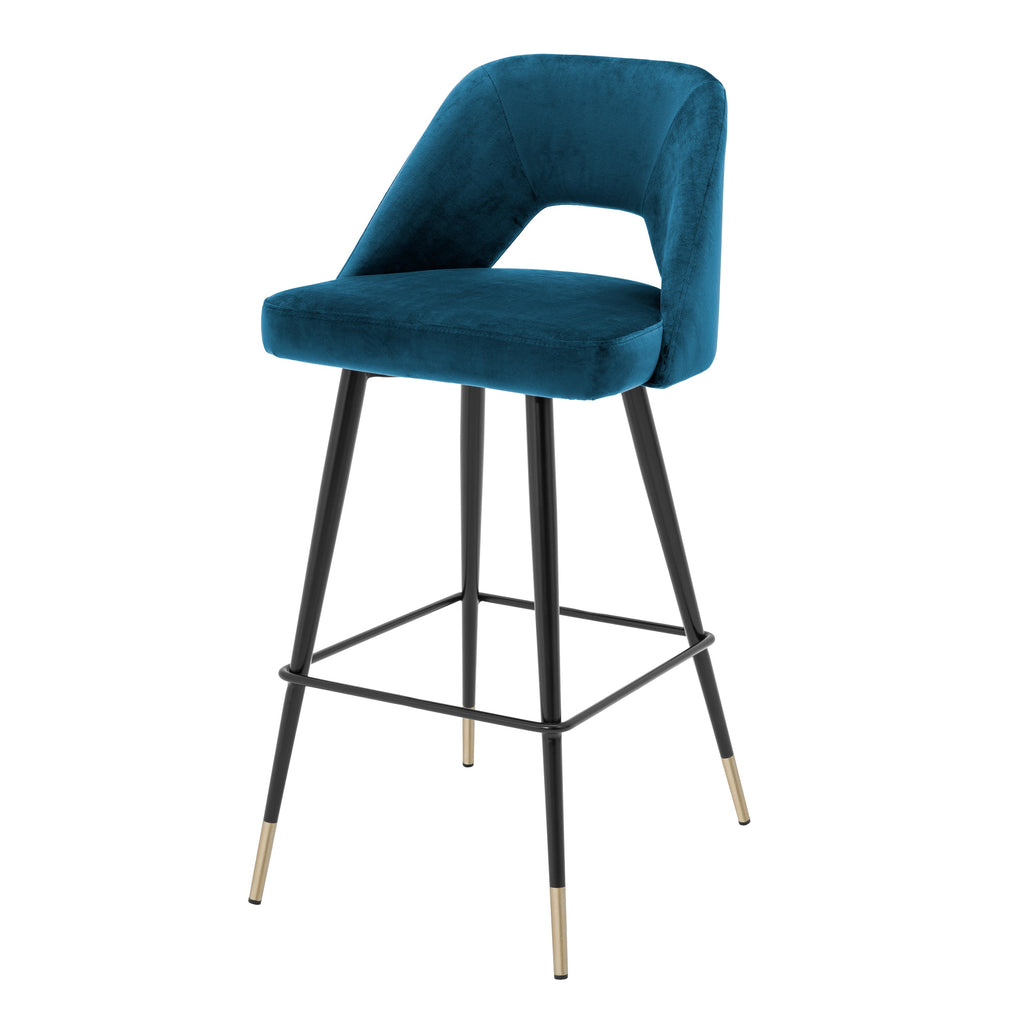 Bar Stool Avorio Roche Blue Velvet