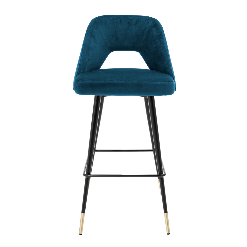 Bar Stool Avorio Roche Blue Velvet