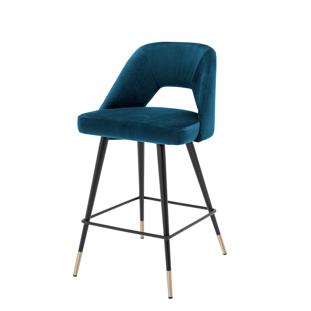 Counter Stool Avorio Roche Blue Velvet