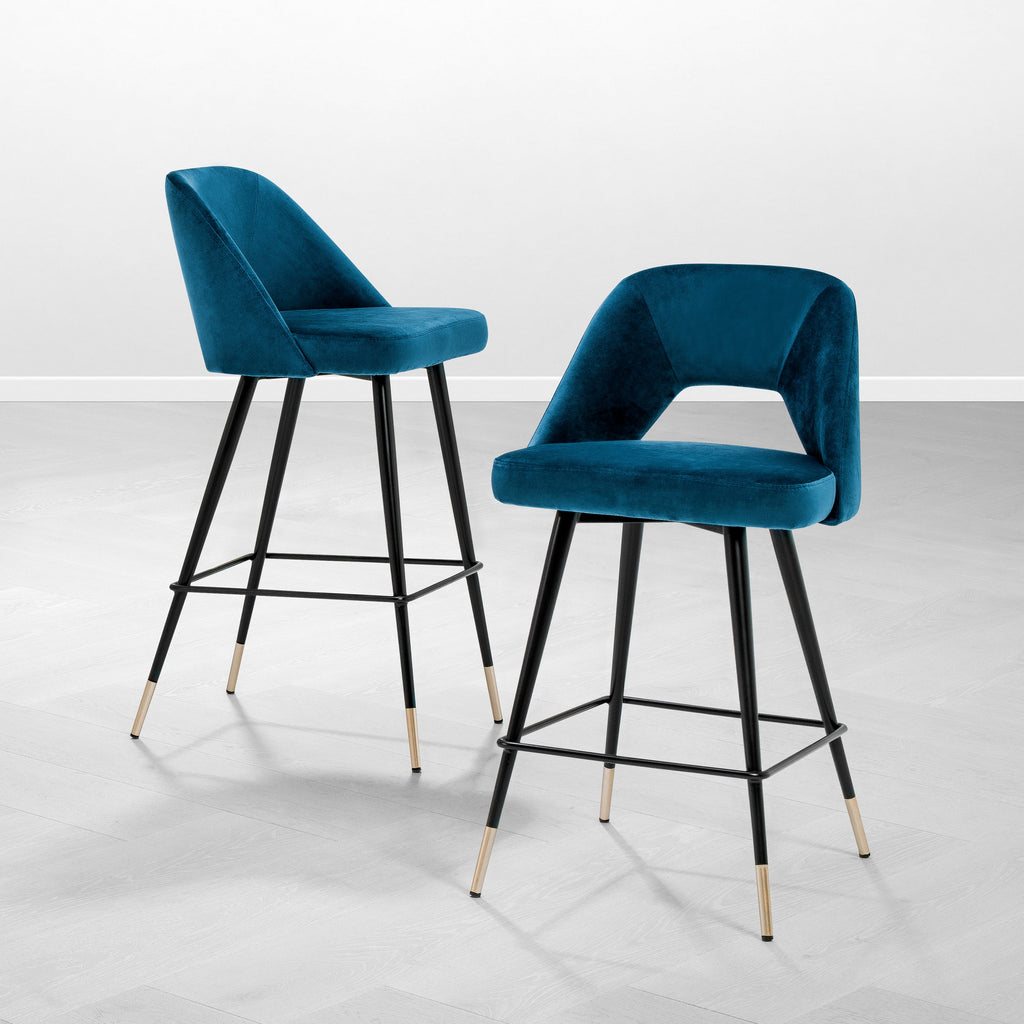 Counter Stool Avorio Roche Blue Velvet