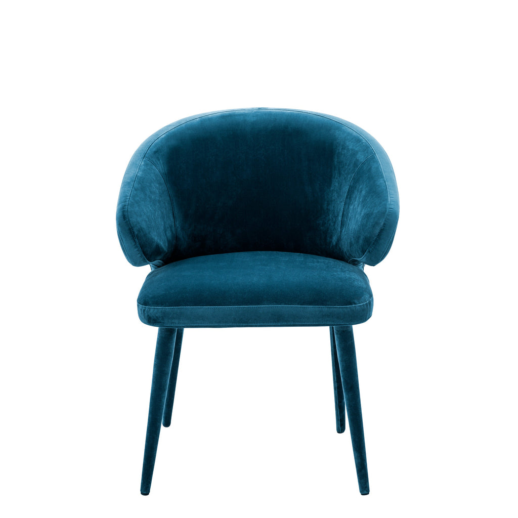 Dining Chair Cardinale Roche Teal Blue Velvet