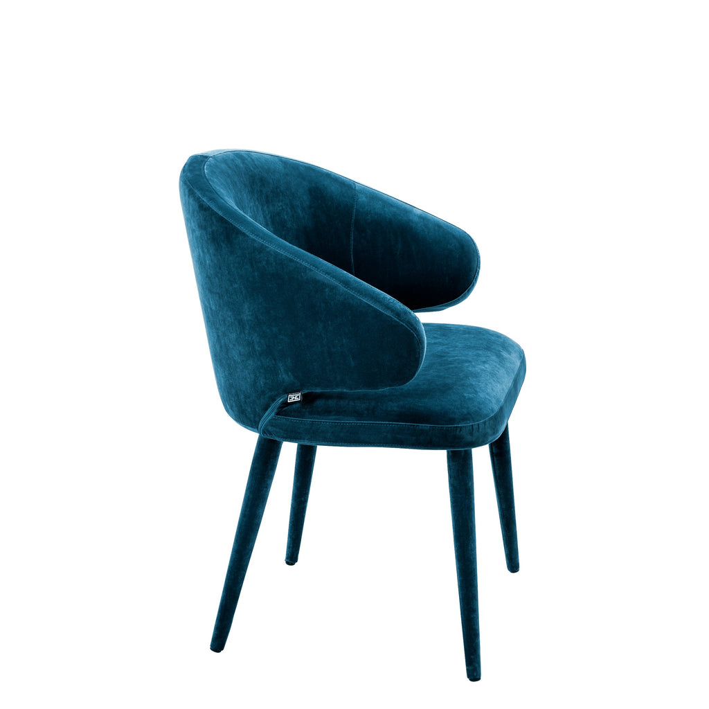 Dining Chair Cardinale Roche Teal Blue Velvet