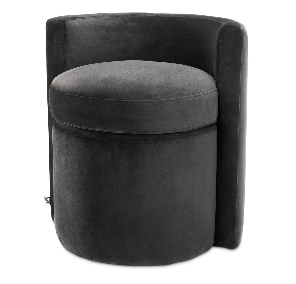 Stool Arcadia Roche Dark Grey Velvet