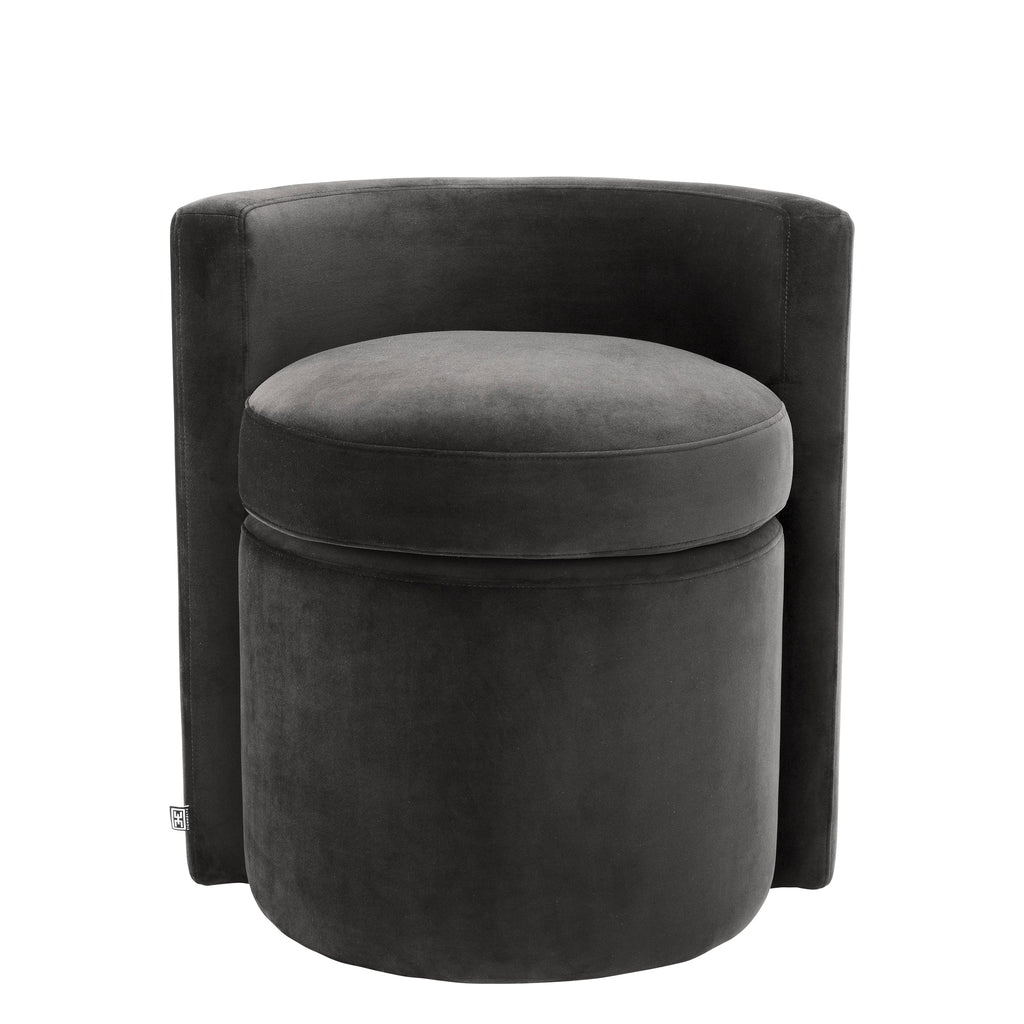 Stool Arcadia Roche Dark Grey Velvet