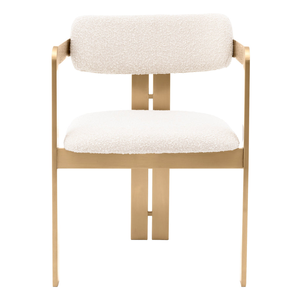 Dining Chair Donato Brushed Brass Finish Boucle Cream