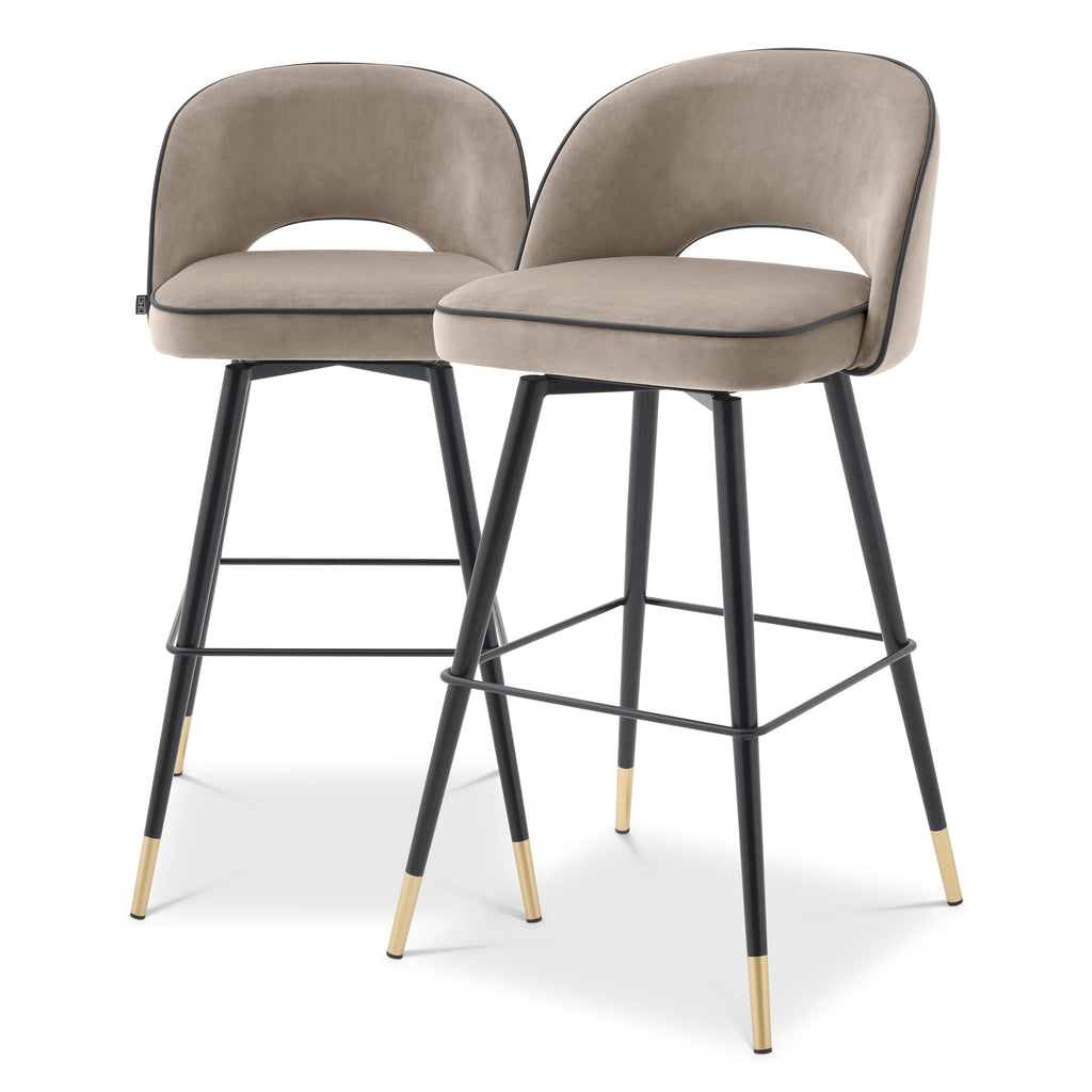 Bar Stool Cliff Savona Greige Velvet Set of 2