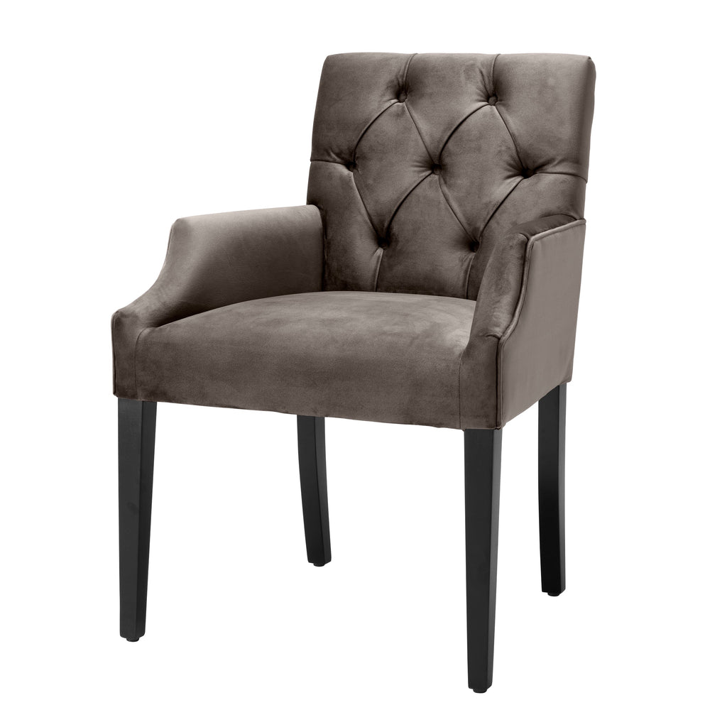 Dining Chair Atena with Arm Savona Grey Velvet