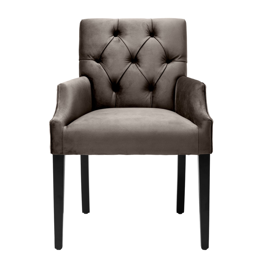 Dining Chair Atena with Arm Savona Grey Velvet