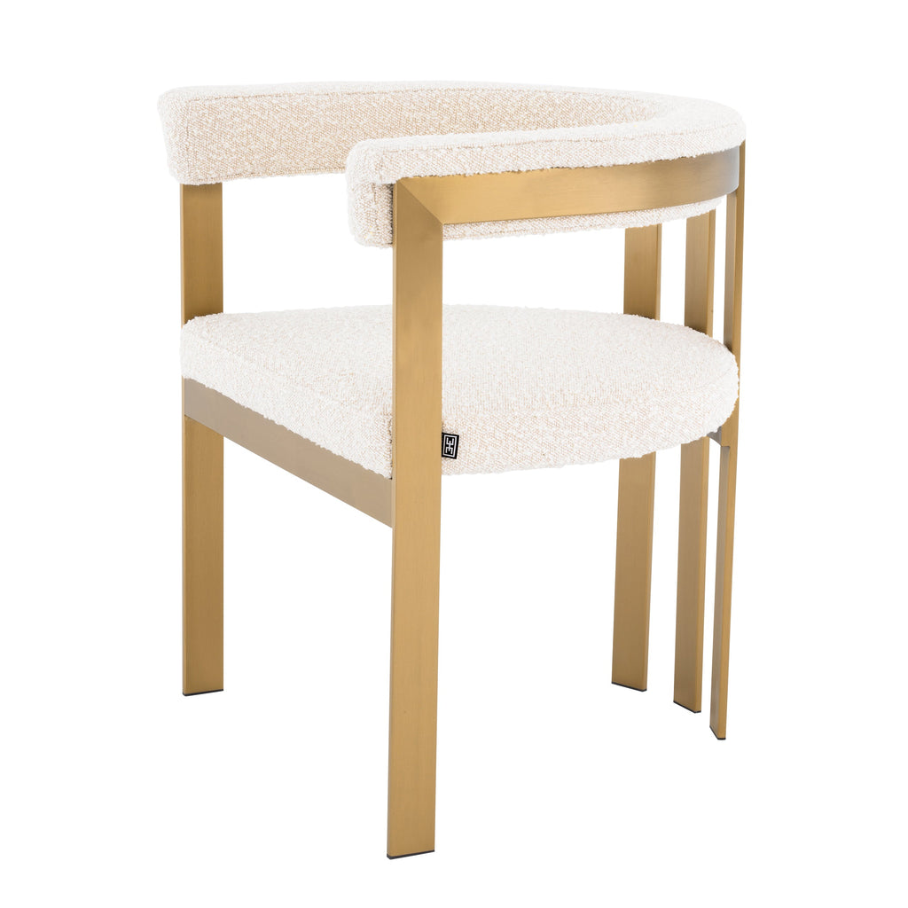 Dining Chair Clubhouse Br Brass Fin Boucle Cream