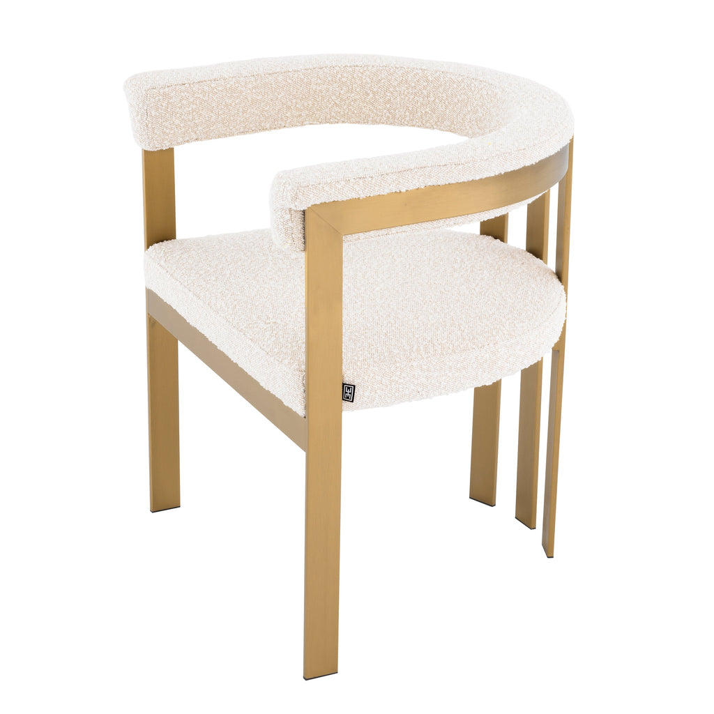 Dining Chair Clubhouse Br Brass Fin Boucle Cream