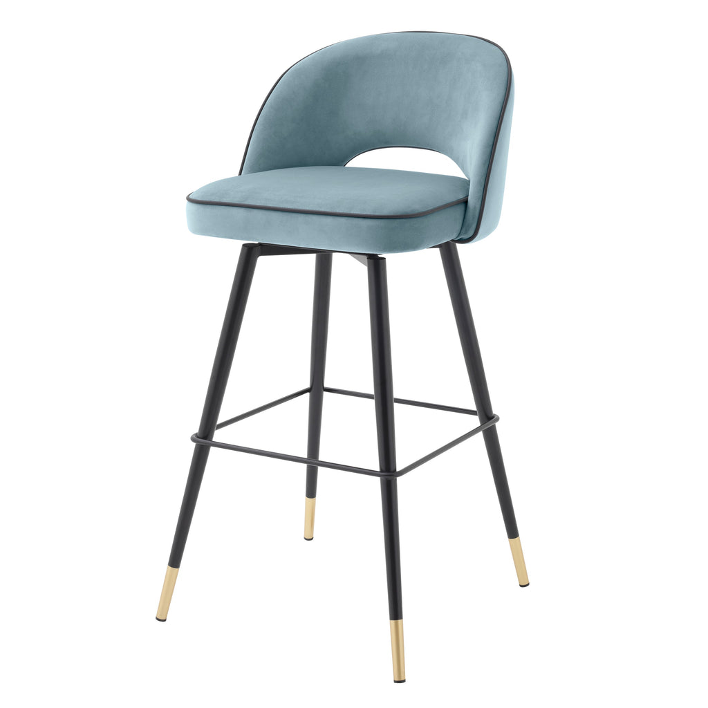 Bar Stool Cliff Savona Blue Velvet Set of 2