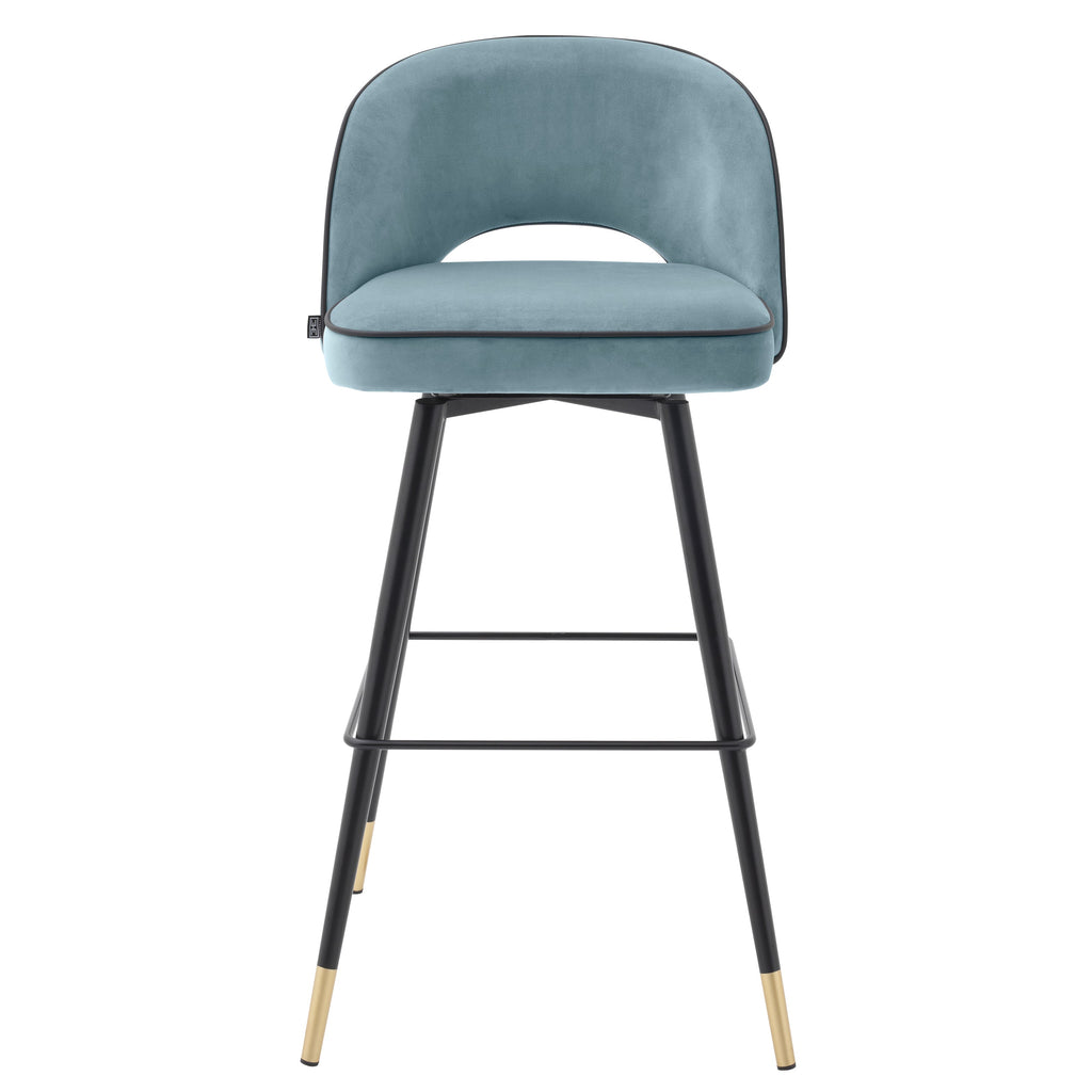 Bar Stool Cliff Savona Blue Velvet Set of 2