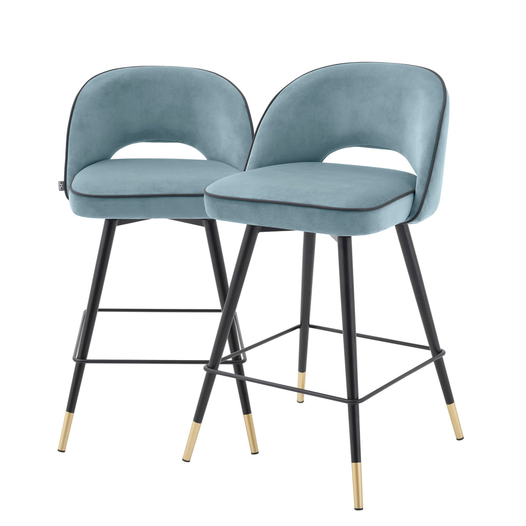 Counter Stool Cliff Savona Blue Velvet Set of 2