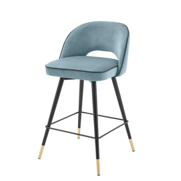 Counter Stool Cliff Savona Blue Velvet Set of 2