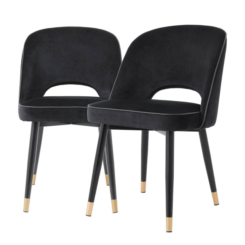 Dining Chair Cliff Roche Black Velvet Set of 2