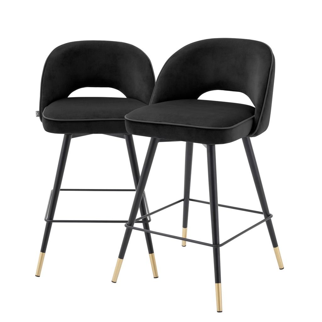 Counter Stool Cliff Roche Black Velvet Set of 2