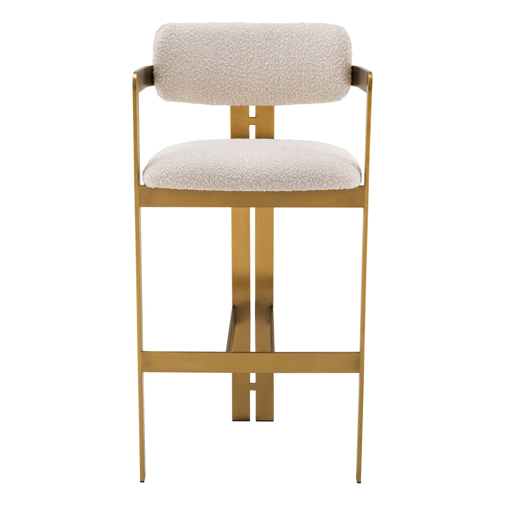 Bar Stool Donato Brushed Brass Finish Boucle Cream