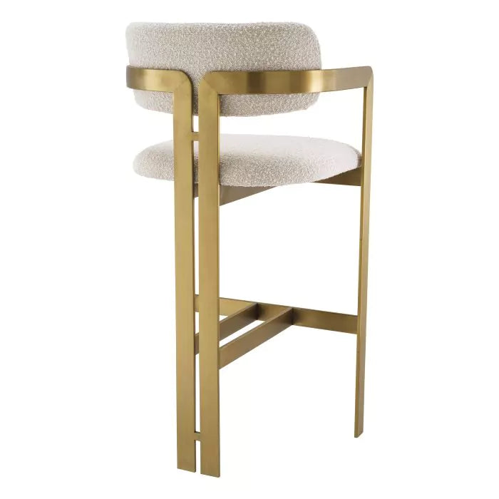 Bar Stool Donato Brushed Brass Finish Boucle Cream