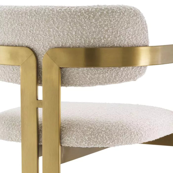 Bar Stool Donato Brushed Brass Finish Boucle Cream