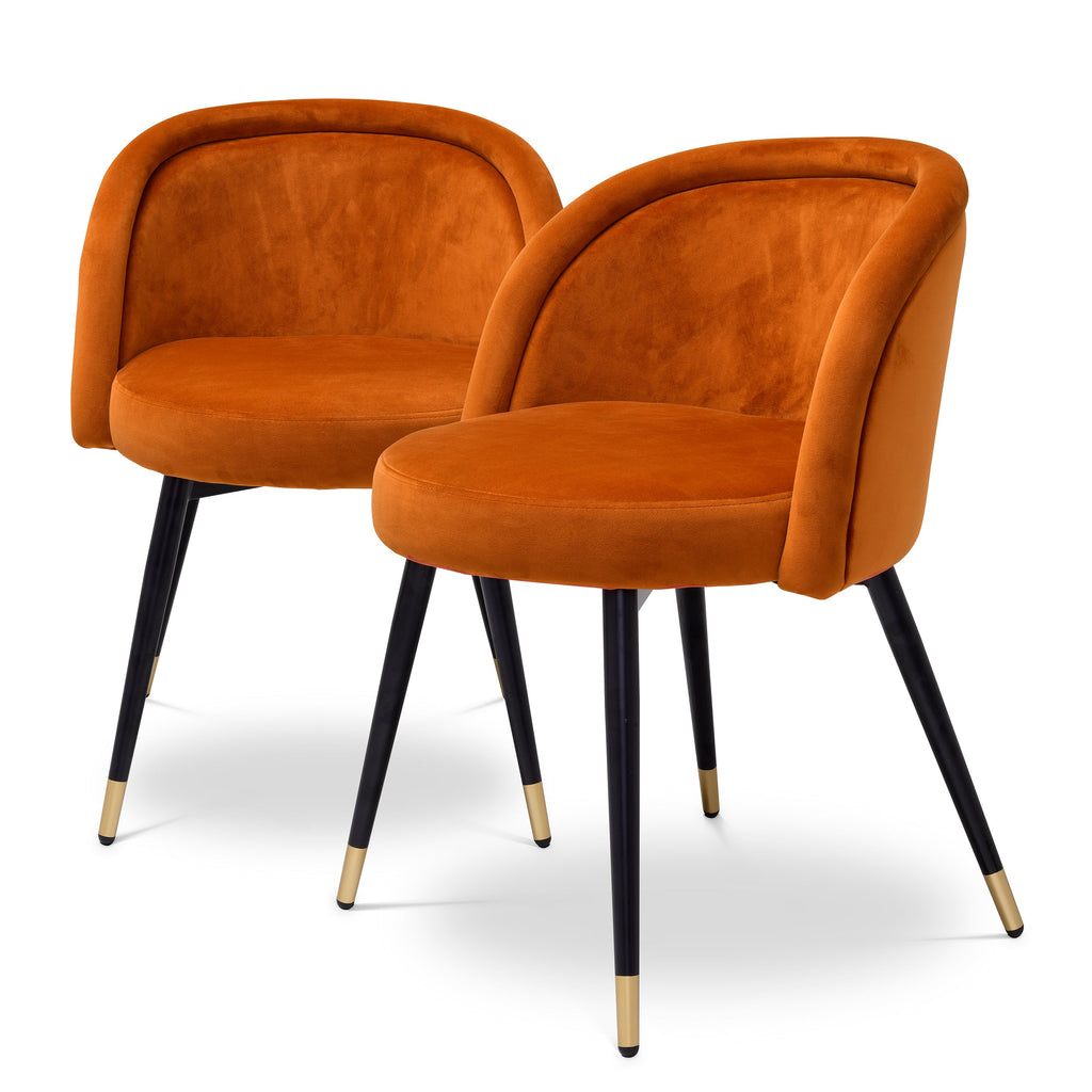 Dining Chair Chloe Savona Orange Velvet Set of 2