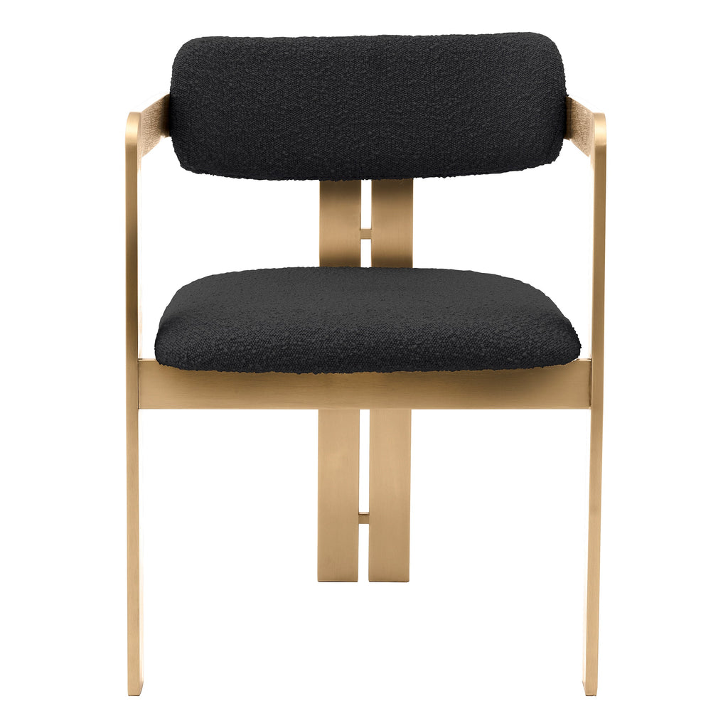 Dining Chair Donato Brushed Brass Finish Boucle Black