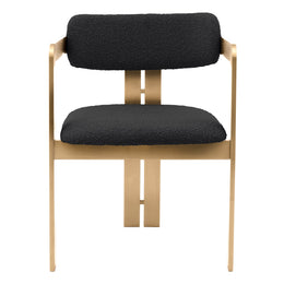 Dining Chair Donato Brushed Brass Finish Boucle Black