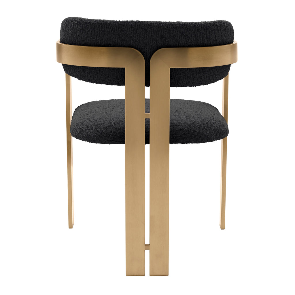 Dining Chair Donato Brushed Brass Finish Boucle Black