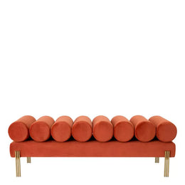 Bench Oxley Savona Orange Velvet Brushed Brass Finish