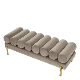 Bench Oxley Savona Greige Velvet Brushed Brass Finish