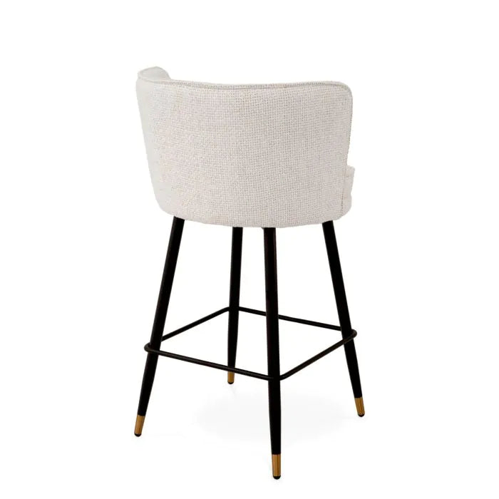 Counter Stool Grenada - Lyssa Off-White, Black & Brass Finish Swivel Base