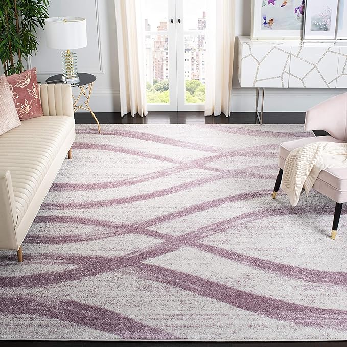 Adirondack Collection Area Rug - ADR125L, Cream / Purple