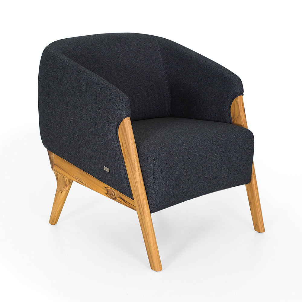 Abra Armchair in Charcoal Fabric and Teak Finish