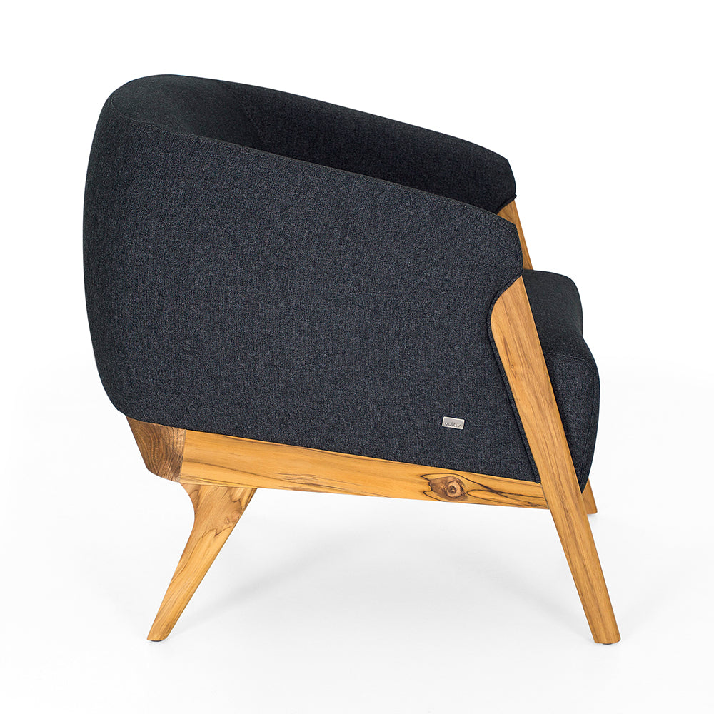 Abra Armchair in Charcoal Fabric and Teak Finish