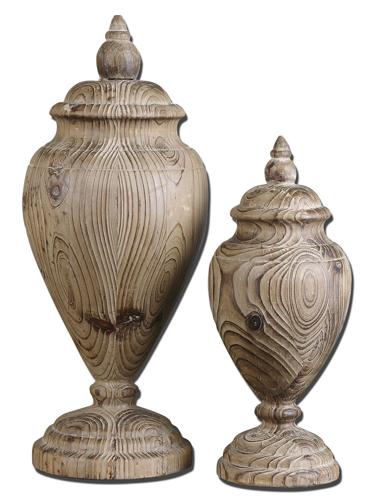 Brisco Carved Wood Finials, Set/2