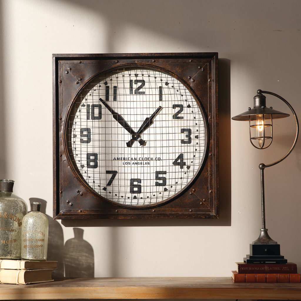 Warehouse Wall Clock W/ Grill