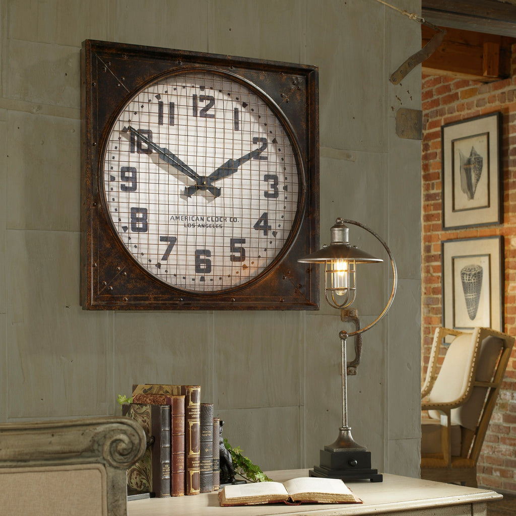 Warehouse Wall Clock W/ Grill