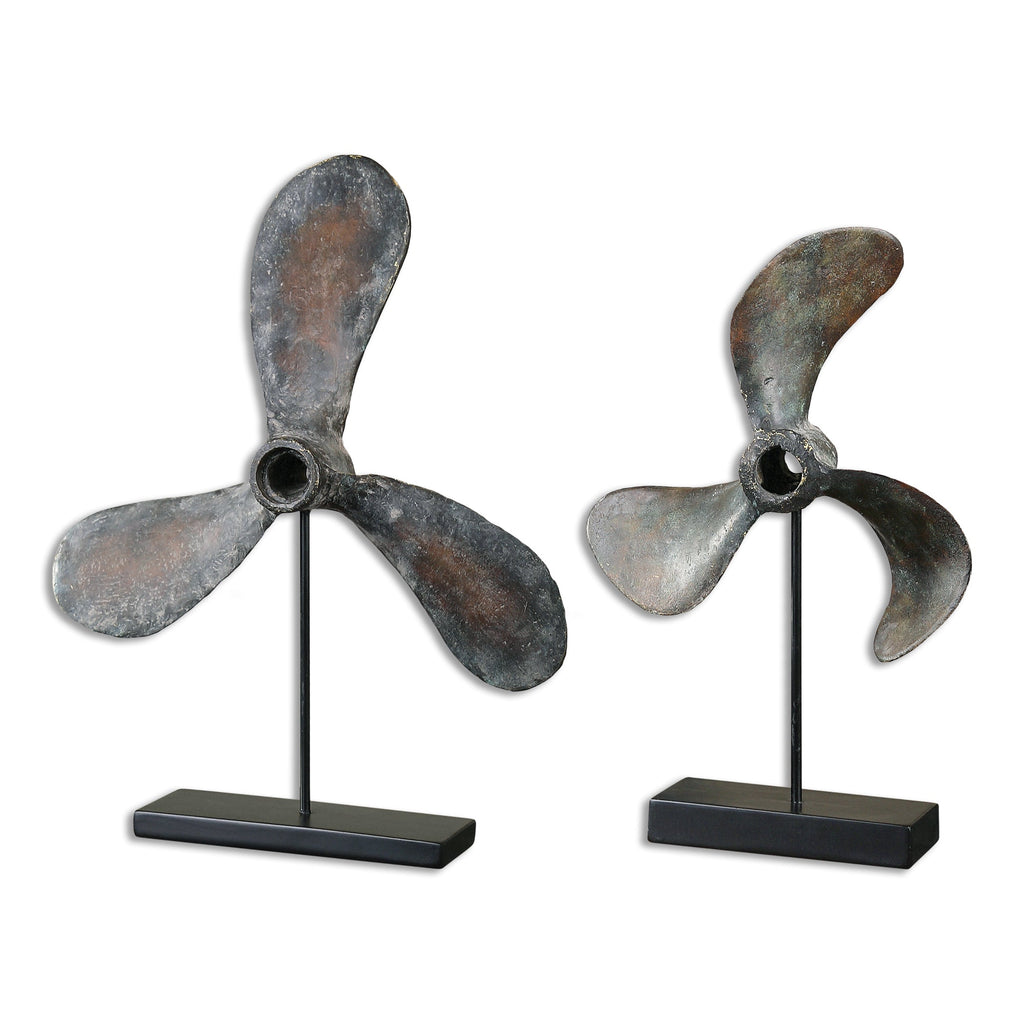 Propellers Rust Sculptures, Set of 2