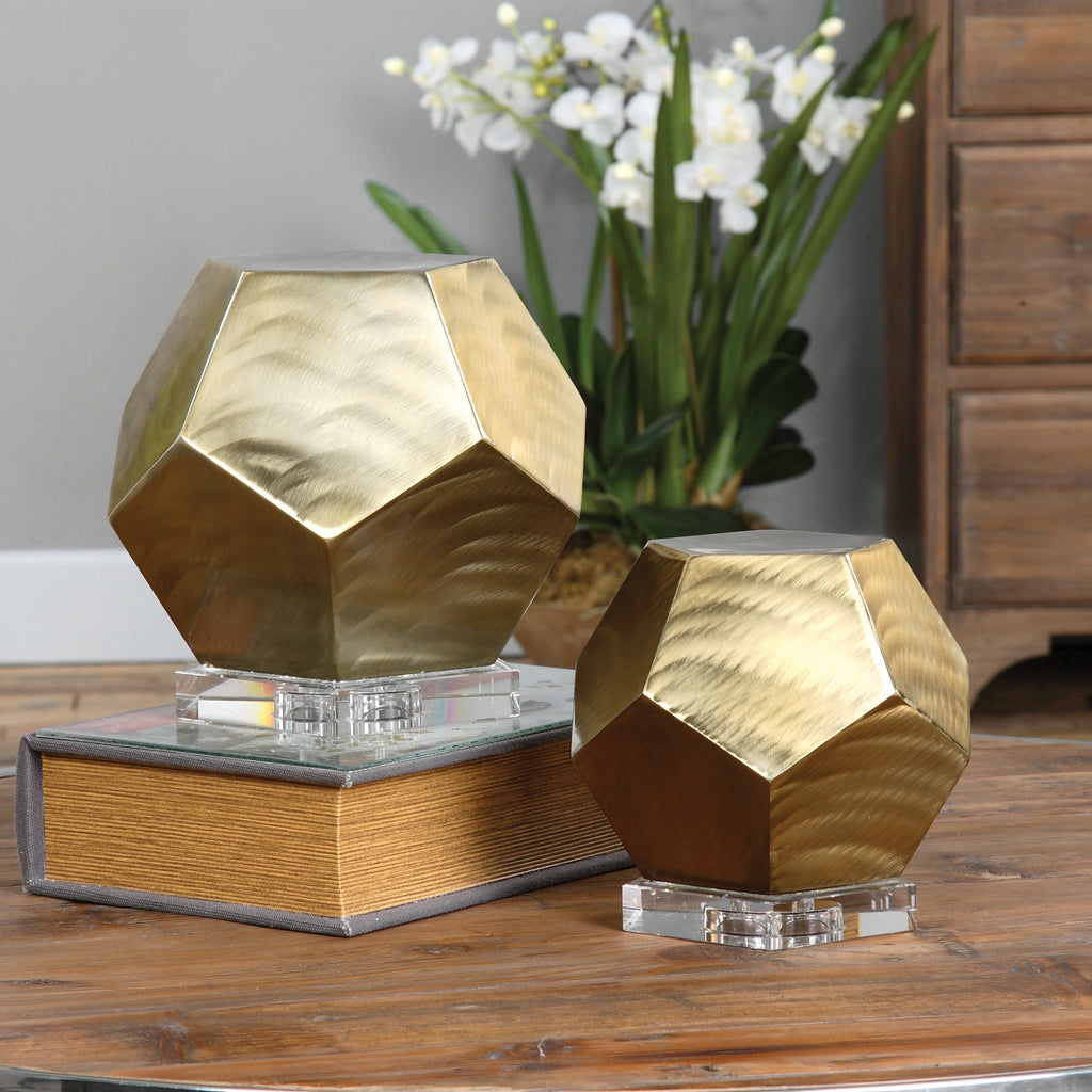 Pentagon Coffee Bronze Cubes Set of 2