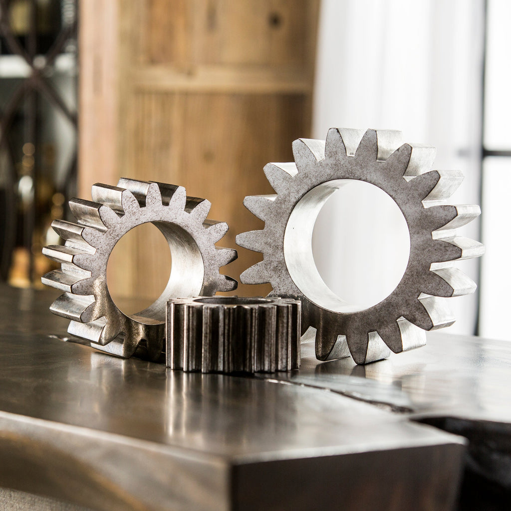 Gears Silver Sculpture Set of 3