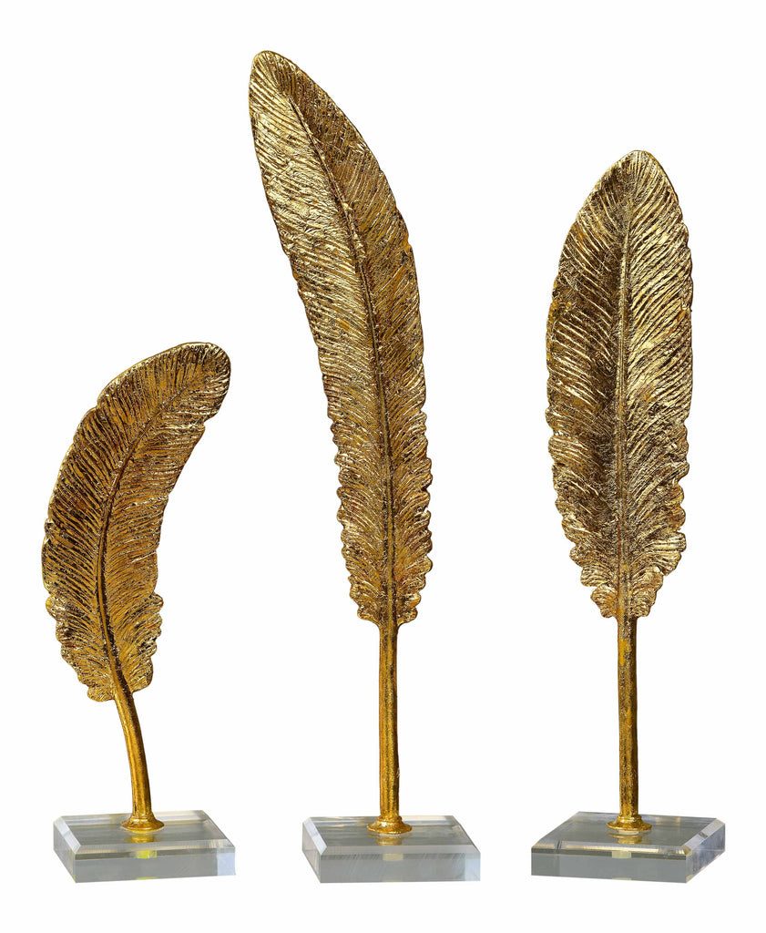 Feathers Gold Sculpture Set of 3