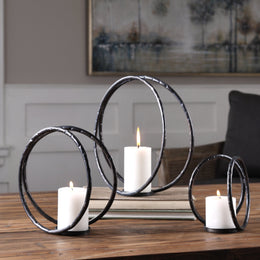 Pina Curved Metal Candleholders Set of 3