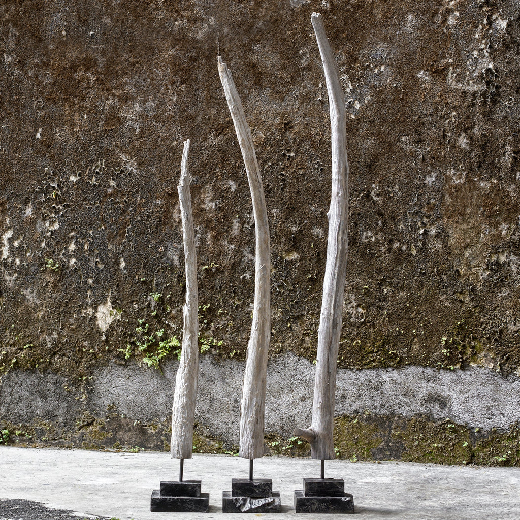 Teak Branches Statues, Set of 3