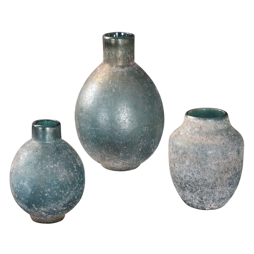 Mercede Weathered Blue-Green Vases Set of 3