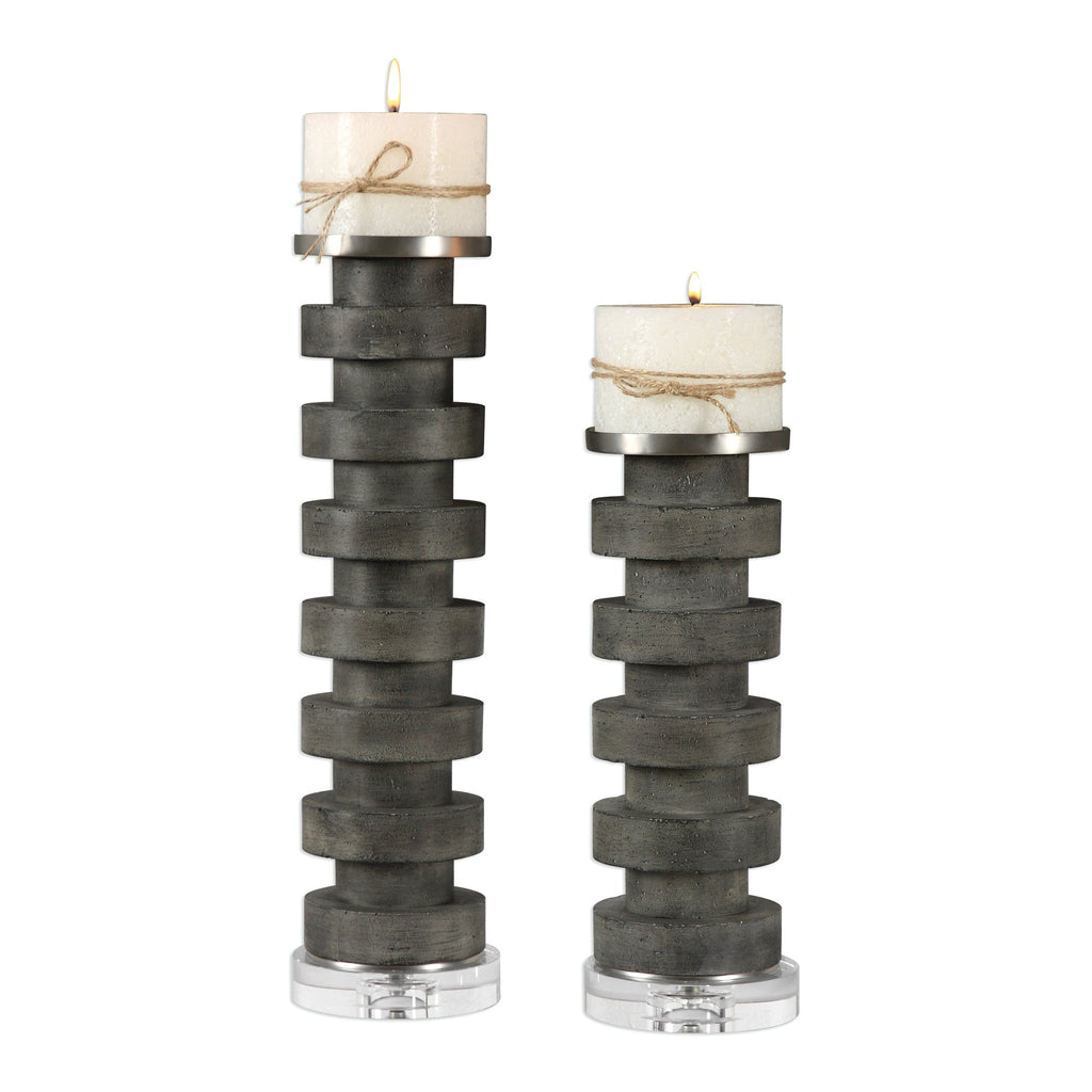 Karun Concrete Candleholders Set of 2