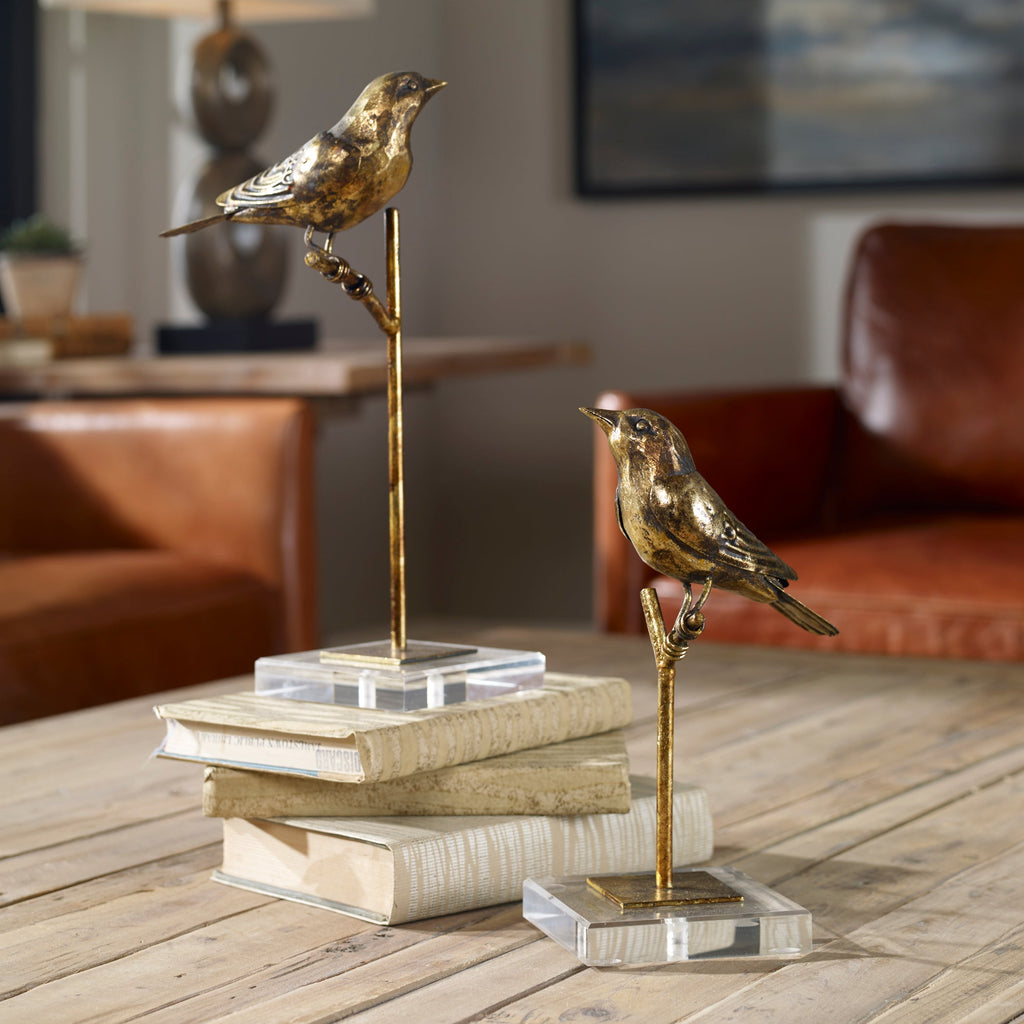 Passerines Bird Sculptures Set of 2