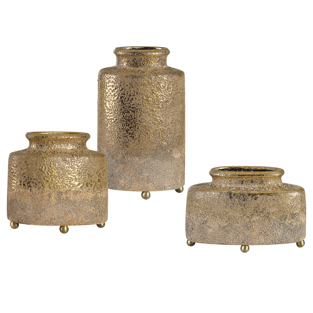 Kallie Metallic Golden Vessels Set of 3