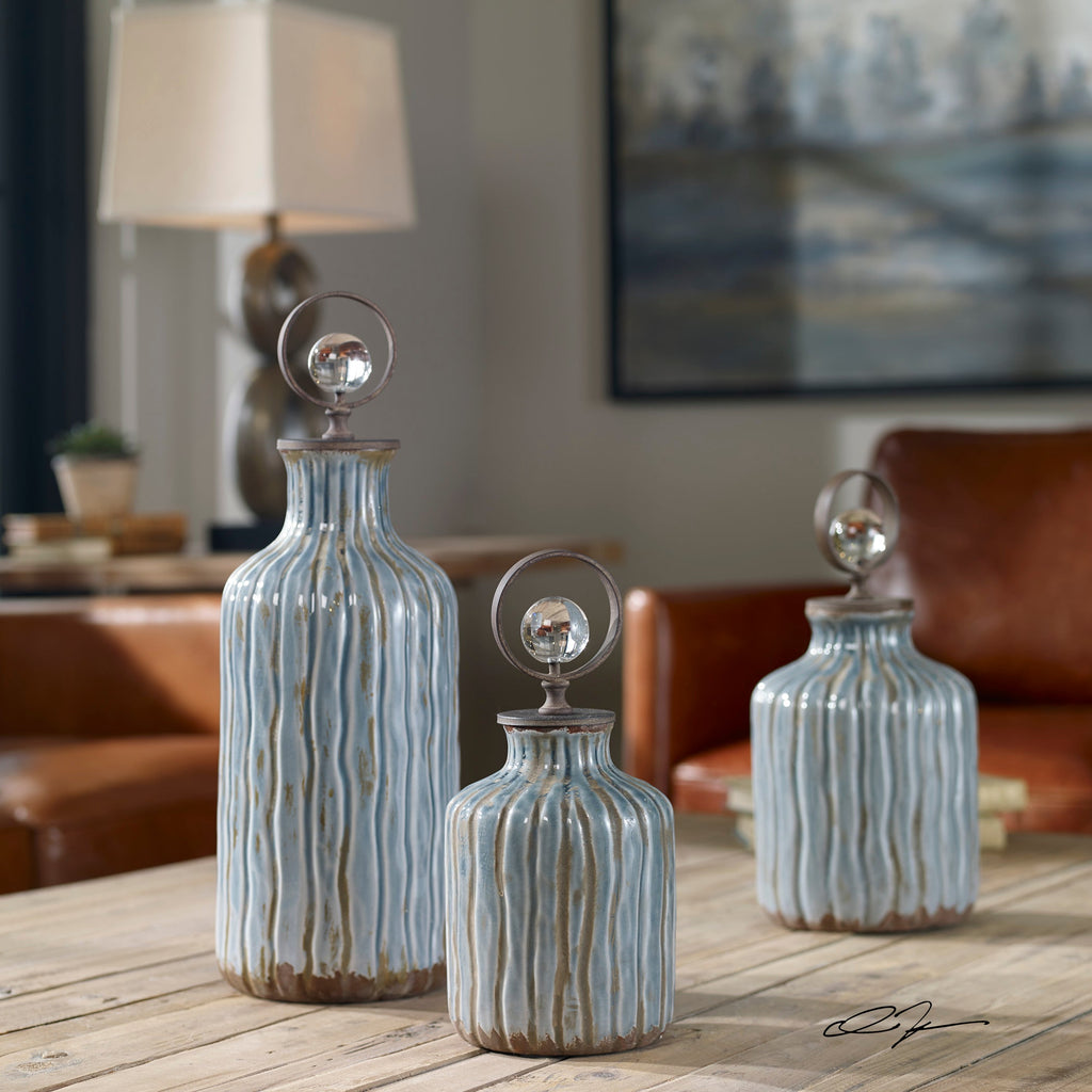 Mathias Grey-Blue Vessels, Set of 3